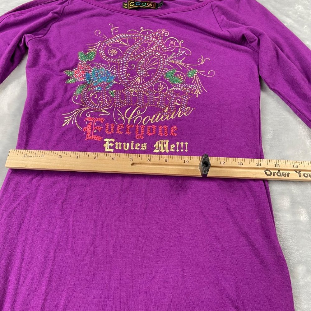 Coogi Dress Size Large Purple Split Sleeve Rope Strap Fitted Rhinestone - Picture 9 of 12